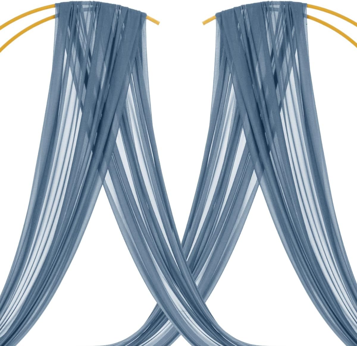 MLMC Dusty Blue Wedding Arch Draping Fabric 1 Panel 29" x 20 FT Extra Long Gauze Drapes Sheer