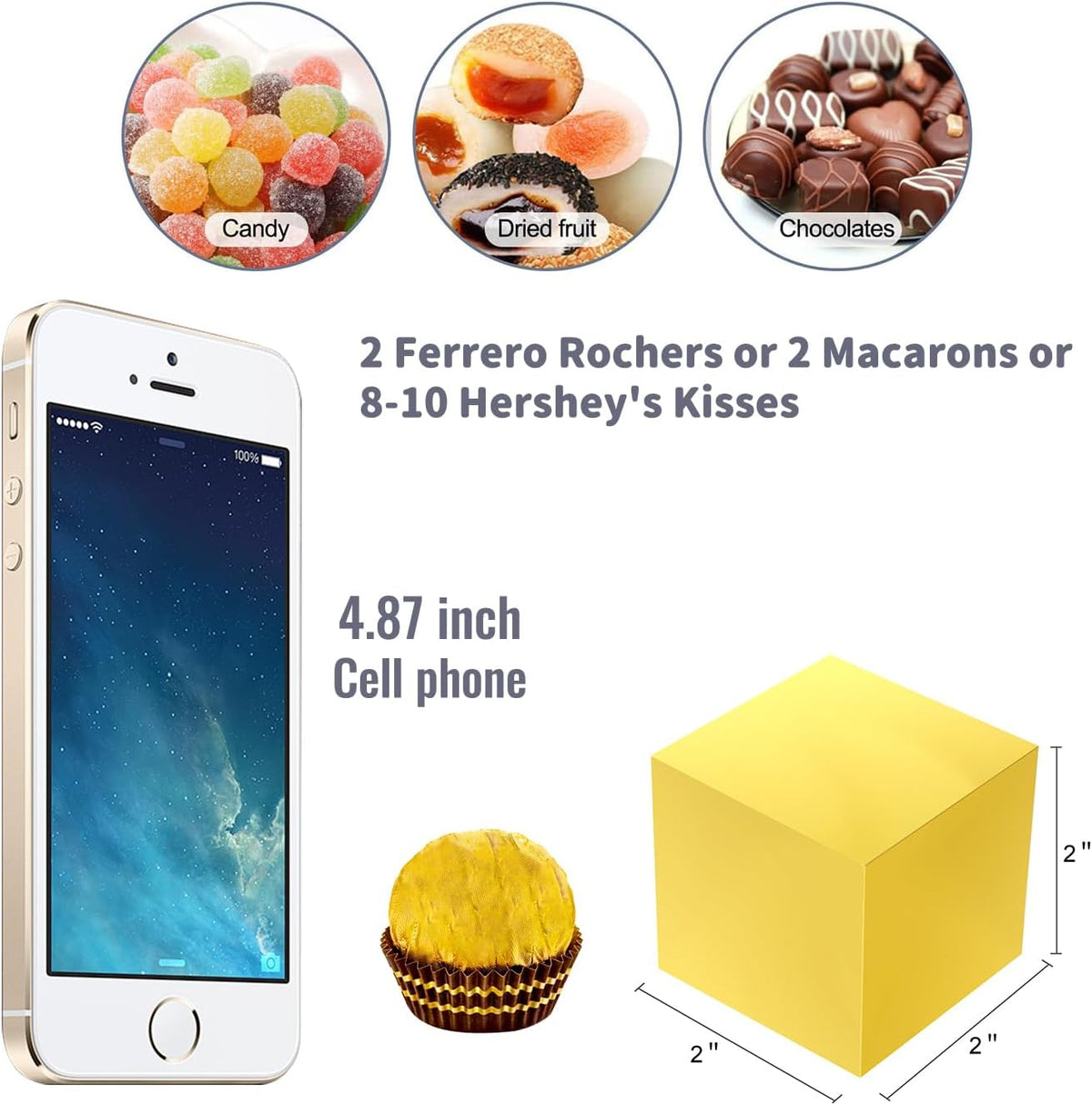 50 Pack Small Gift Boxes, 2x2x2 Favor Boxes Gold Paper Gift Boxes with Lids for Presents, Crafting
