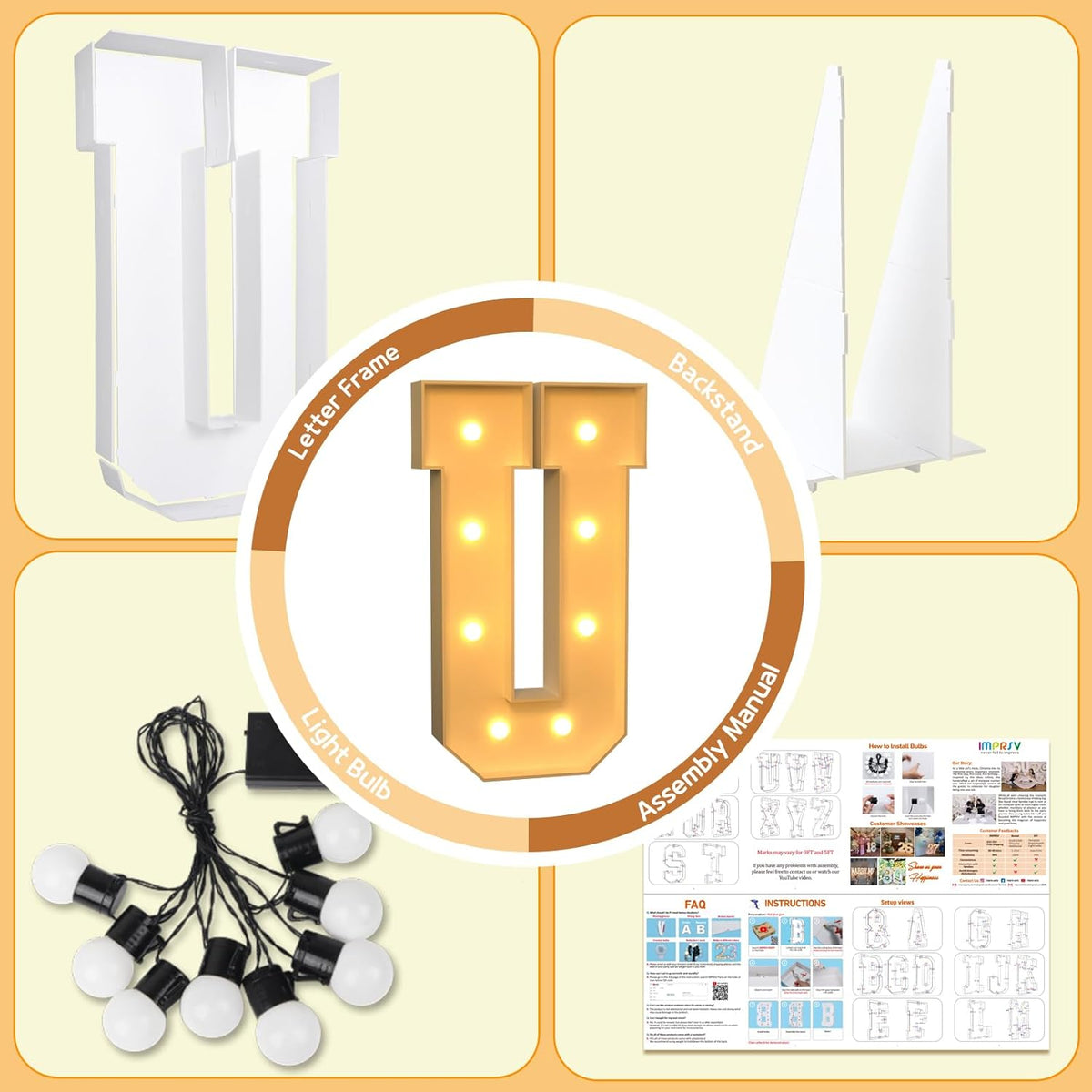 imprsv Marquee Light Up Letters, 3FT Marquee Letters for Birthday Baby Shower Wedding Decorations