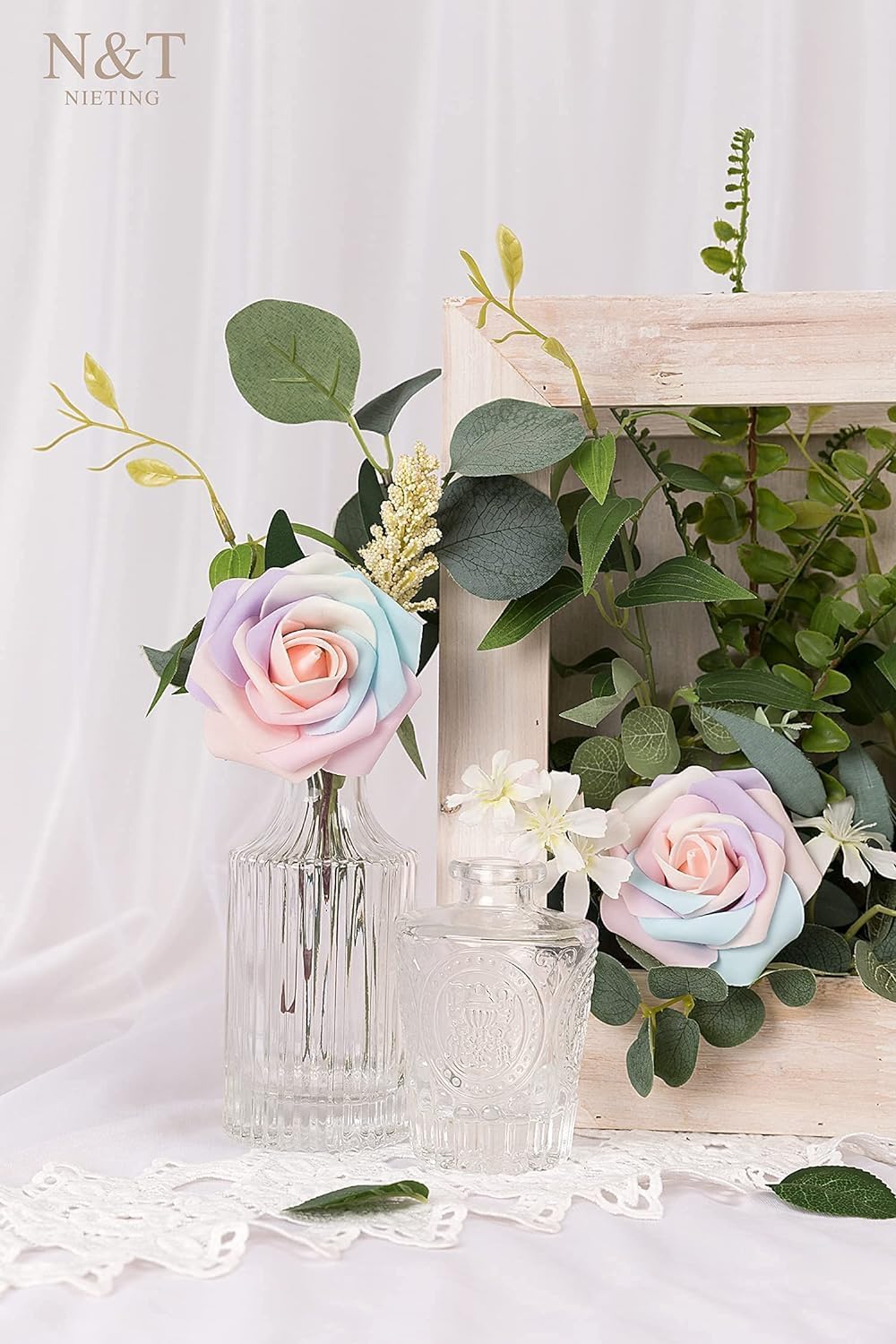 N&T NIETING Artificial Flowers, 25Pcs Fake Flowers Roses Perfect for DIY Wedding Bouquets