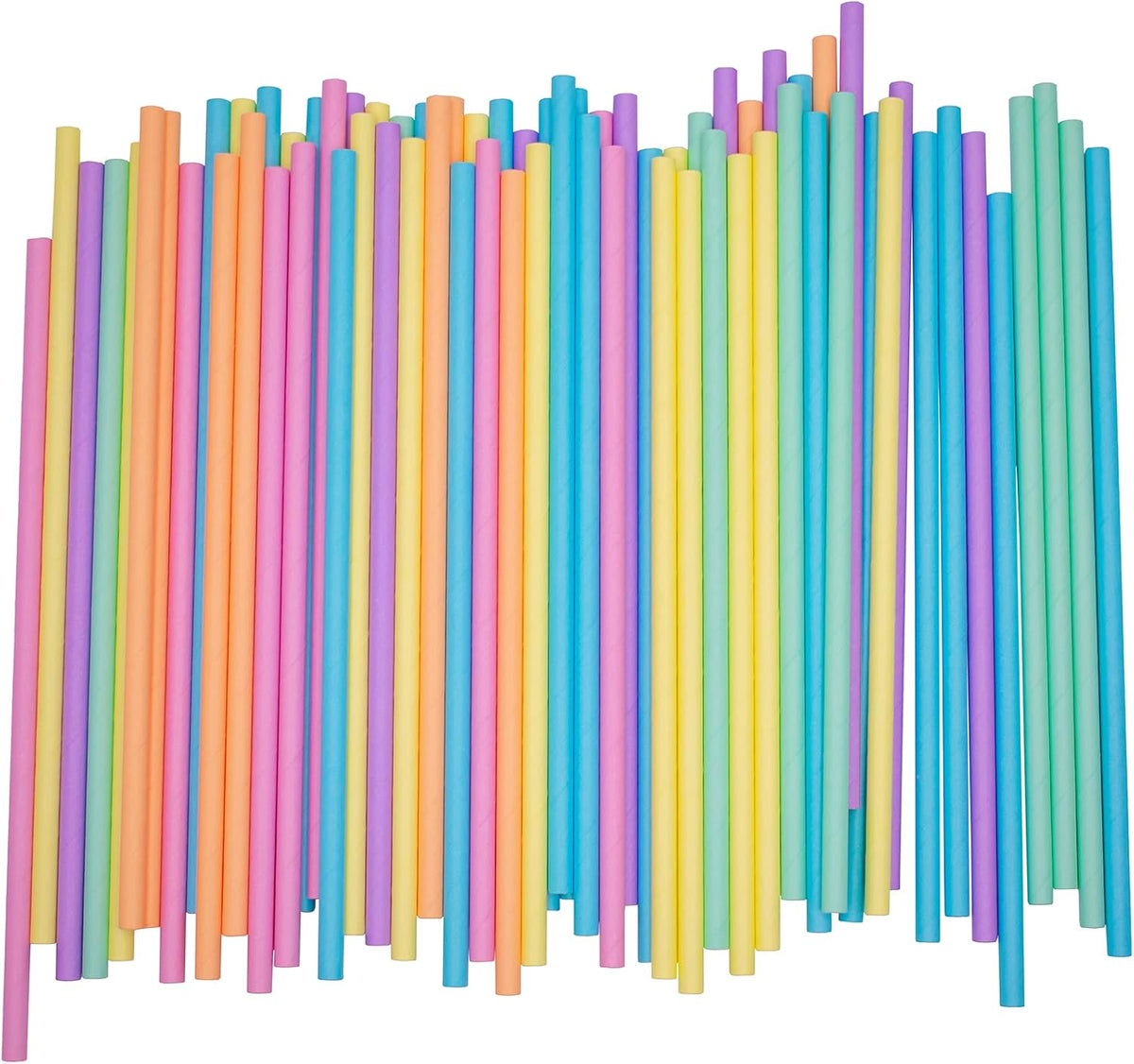 Pack of 300 Assorted Pastel Biodegradable 4-Ply Paper Drinking Straws (Compostable, Non-toxic