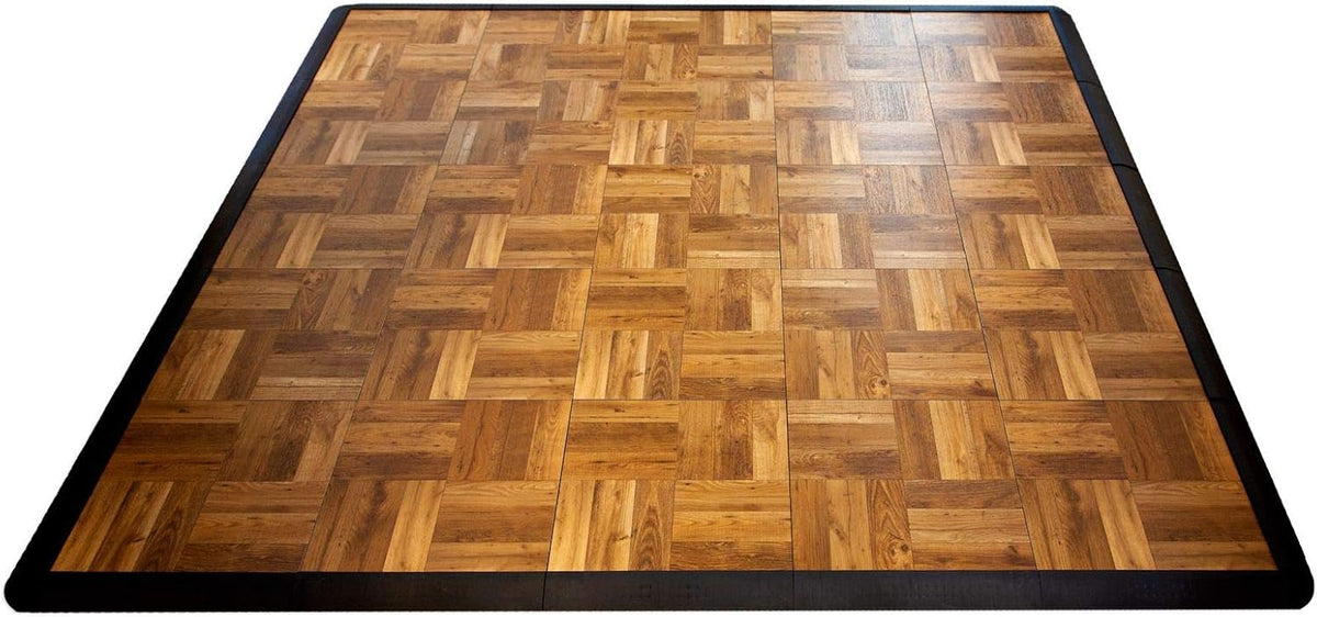 Big Floors 5X5DKOAKFLOOR Interlocking Lightweight Plastic Modular Dance Floor Kit (5' x 5'), Dark