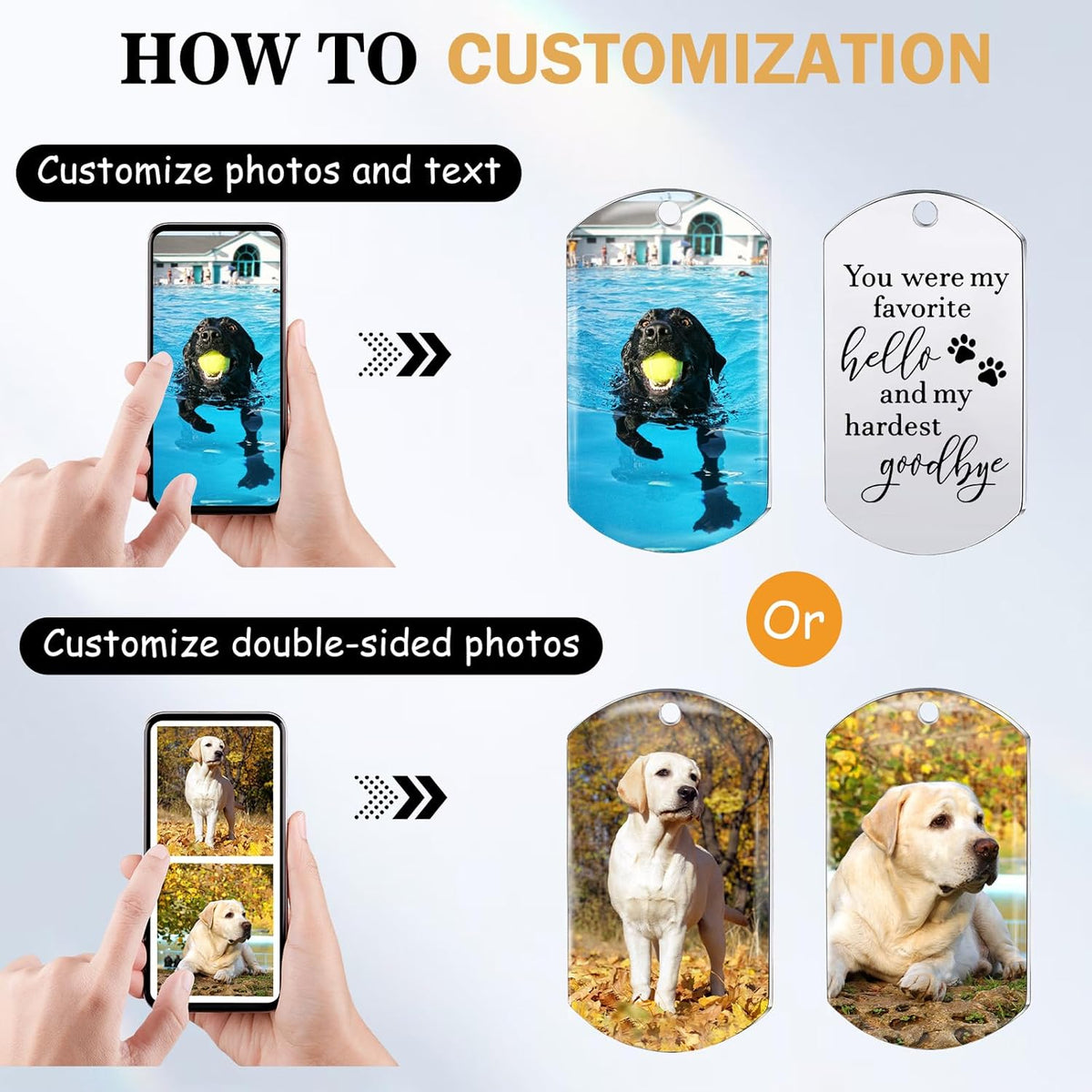 Funnylife Personalized Dog Memorial Photo Keychain Stainless Steel Custom Pet Memory Keychain Loss
