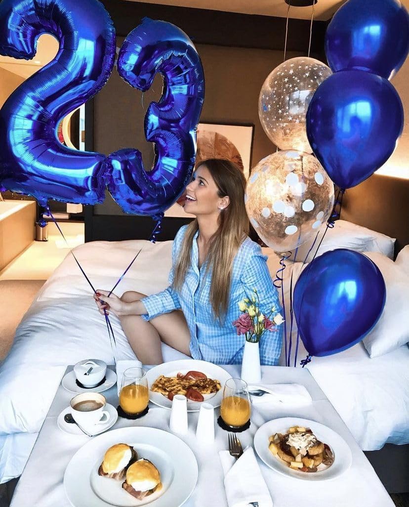 40 Inch Night Blue 3 Large Number Balloon, 3 13 23 30 33 36 Night Blue Birthday Party Decorations
