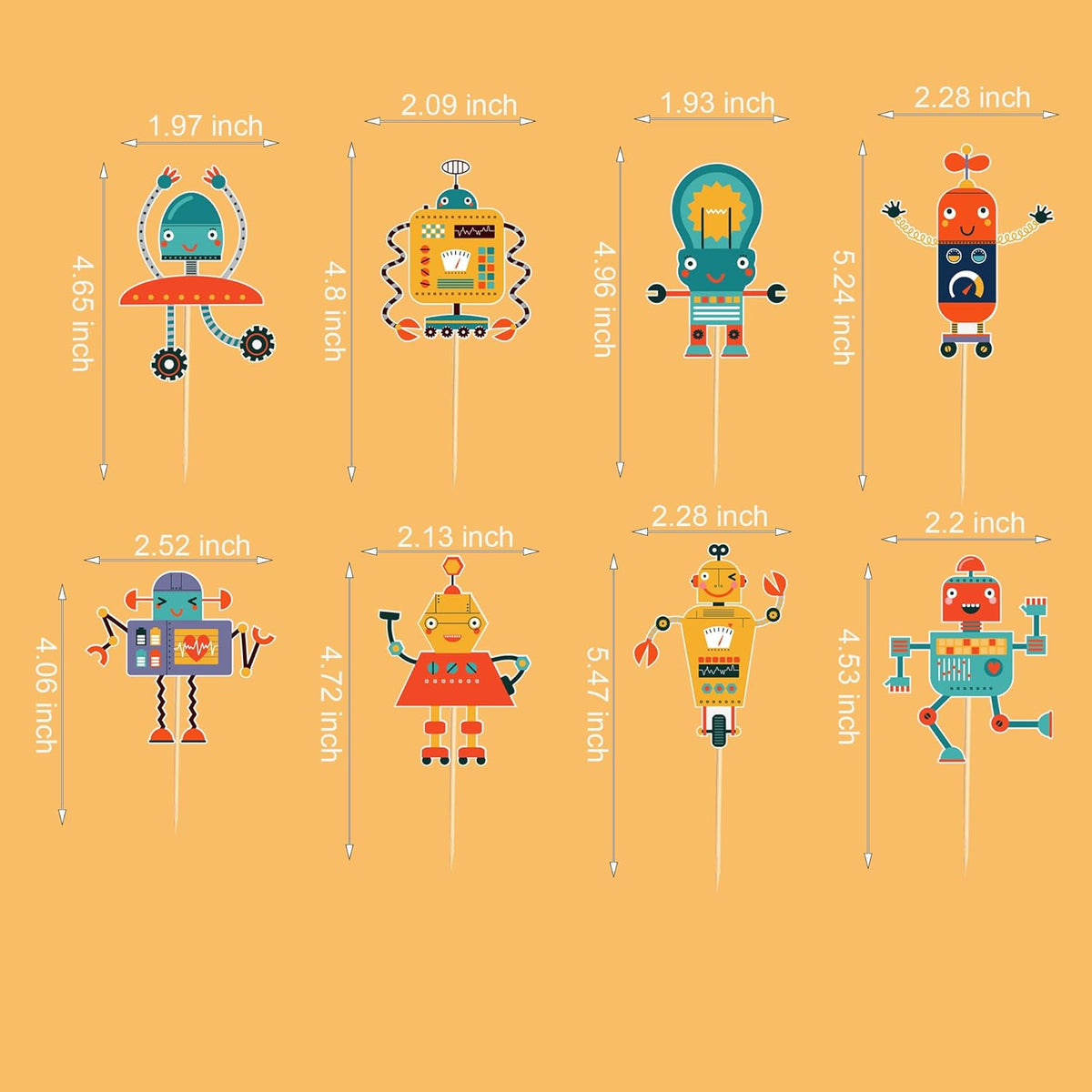 24pcs Robot Cupcake Toppers Robot Cake Decorations for Robot Birthday Party Decorations Birthday