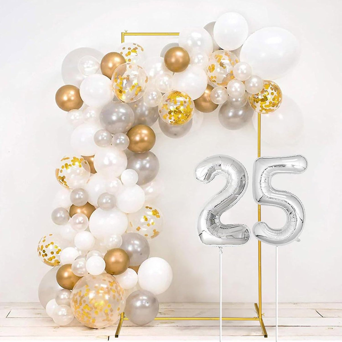 Metal Wedding Arch Backdrop Stand 6.6x3.3 FT Gold Square Balloon Arch Frame for Wedding, Birthday
