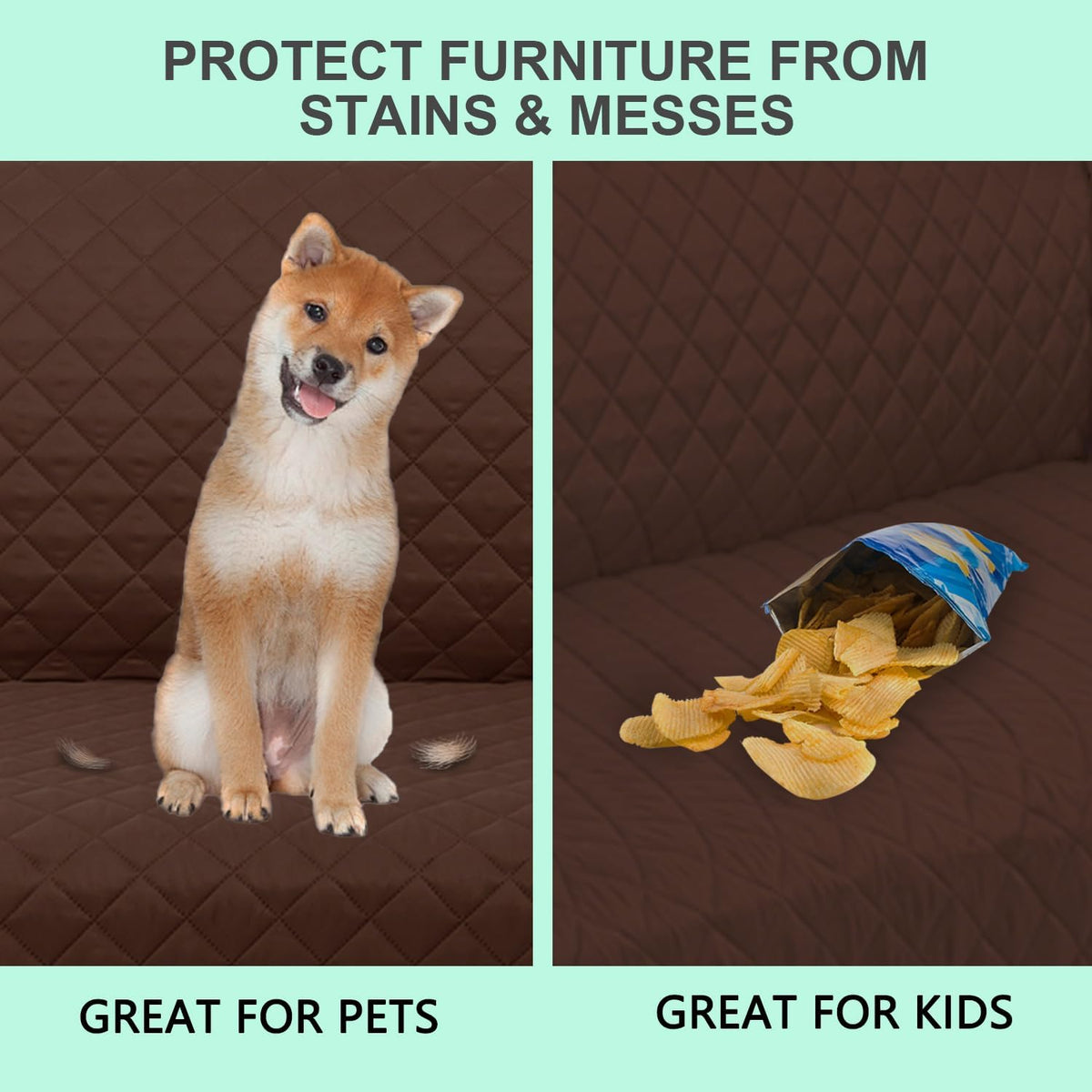 Reversible Sofa Covers Couch Cover Furniture Protector for Dogs Elastic Straps Water