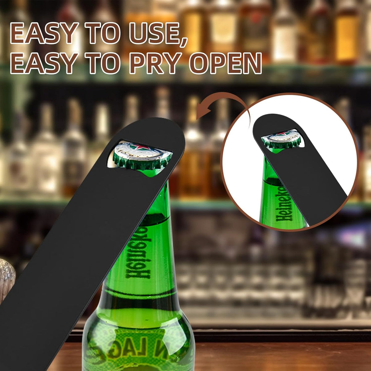 100 Pack Flat Beer Bottle Opener 5 inch Stainless Steel Flat Bottle Opener Black Beer Bottle