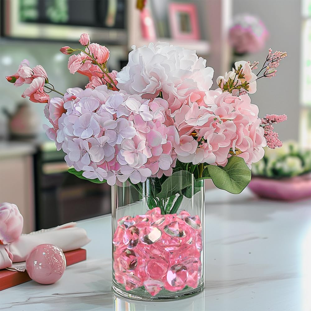HappyFiller 250 PCS Pink Acrylic Crystals Gems 20 mm Fake Diamonds Party Favors Confetti Wedding