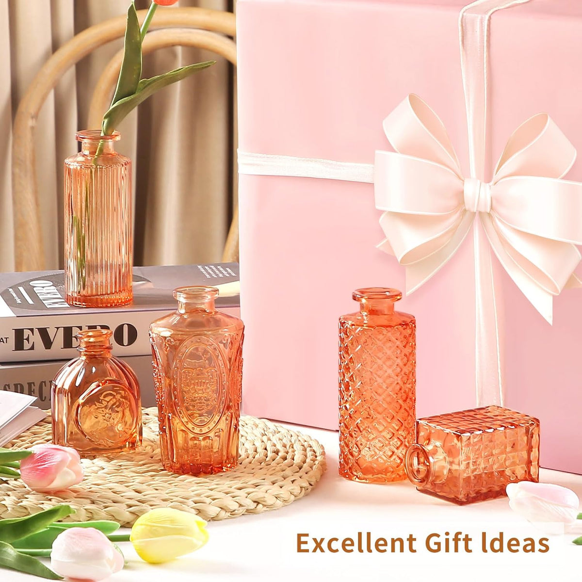 Valentine's Day Glass Bud Vases,Versatile Small Bud vases for Home and Wedding Decor, Exquisite