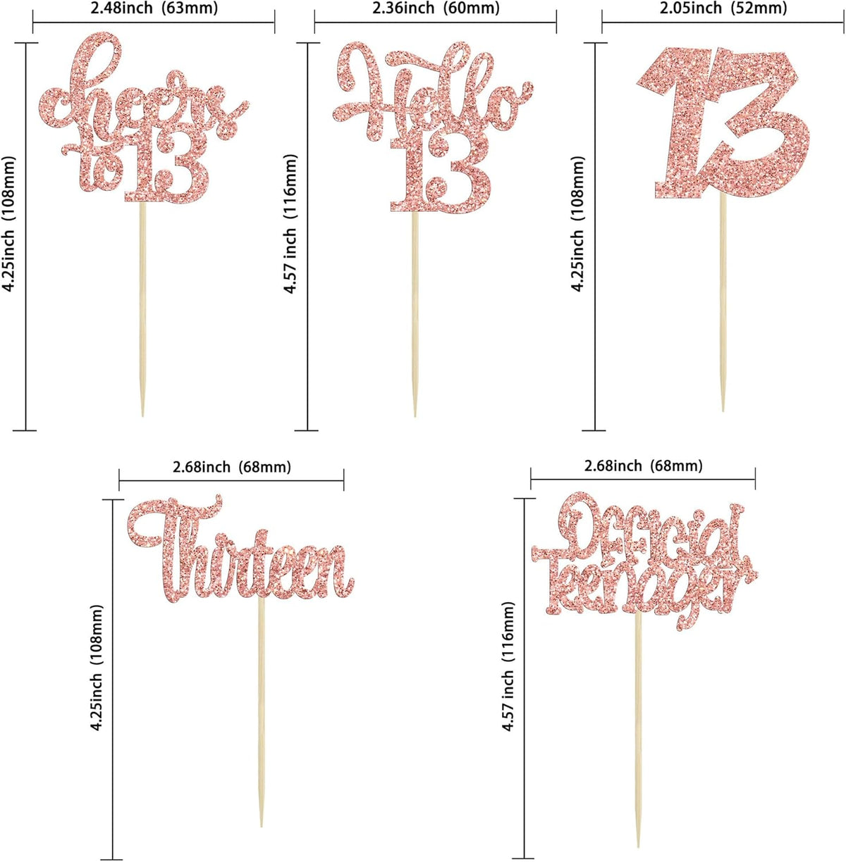 30Pcs 13th Birthday Cupcake Toppers Hello 13 Cupcake Picks Official Teenager Cheers to 13 Years Old