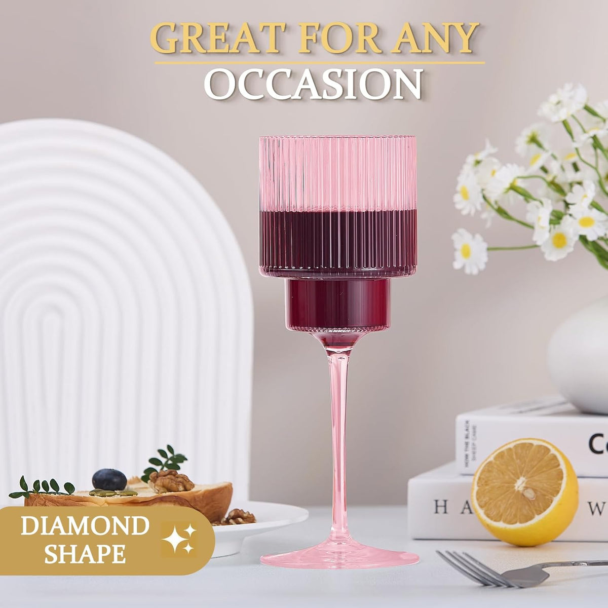 Plastic Goblets Wine Glasses - 12Oz Acrylic Wine Glasses Origami Unbreakable Clear Plastic Cocktail