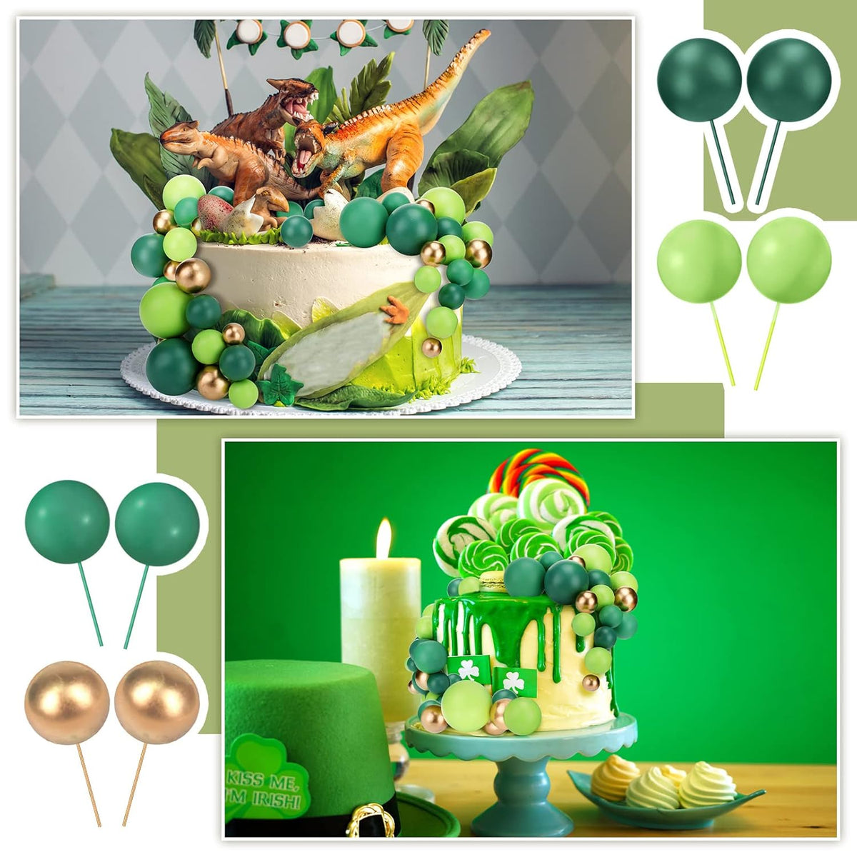 108 Pcs Balls Cake Topper DIY Cupcake Insert Foam Balloons for Cake Baking Wedding Anniversary