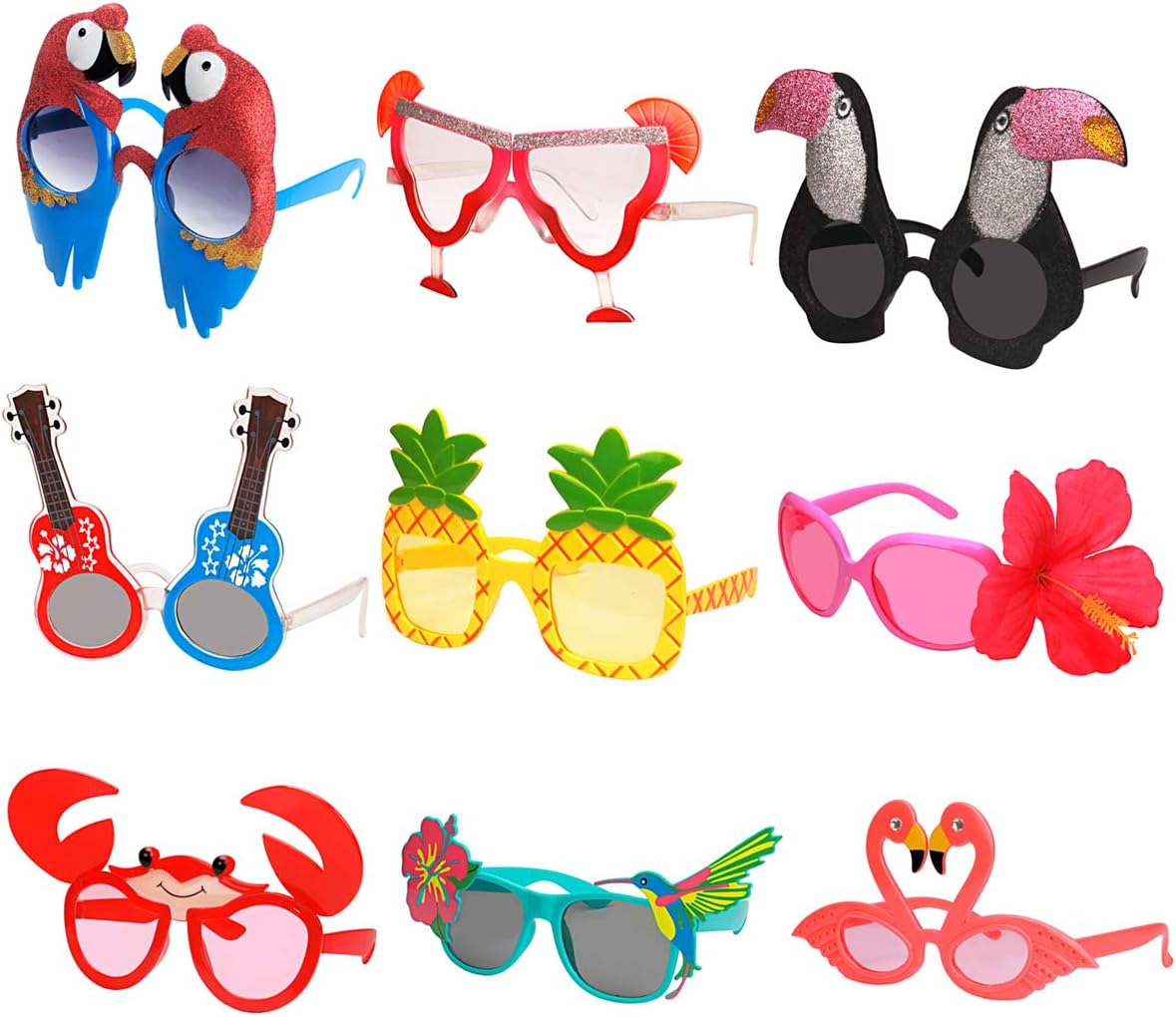 Ocean Line Luau Party Sunglasses - 9 Pairs Funny Hawaiian Glasses, Tropical Fancy Dress Props, Fun