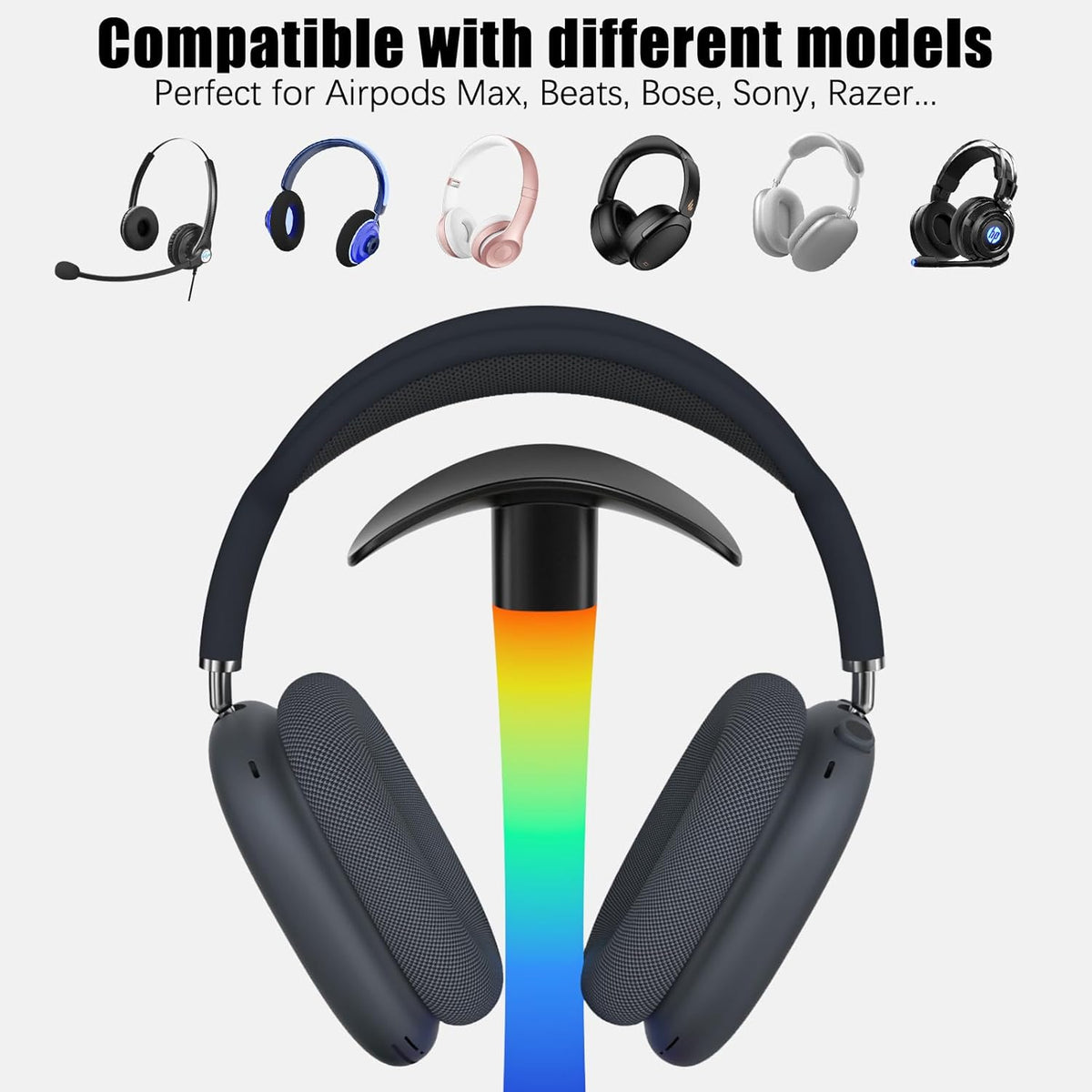 Headphone Stand with Wireless Charger,Gaming HeadsetStand with RGB Light Mode,AirpodMaxStand