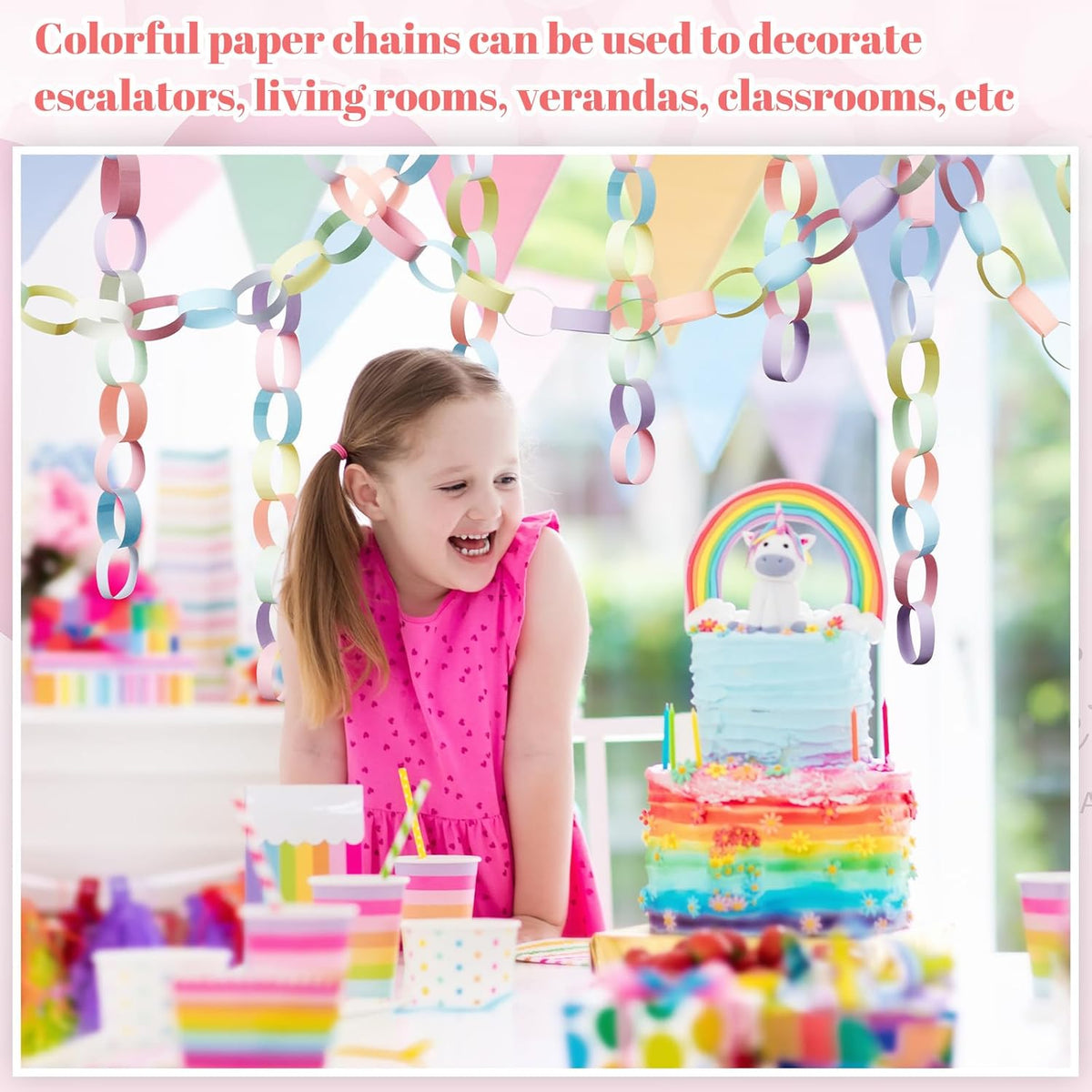 Lincia 600 Sheet Halloween Paper Chain Garland, Construction DIY Crafts Chain Strip for Fall
