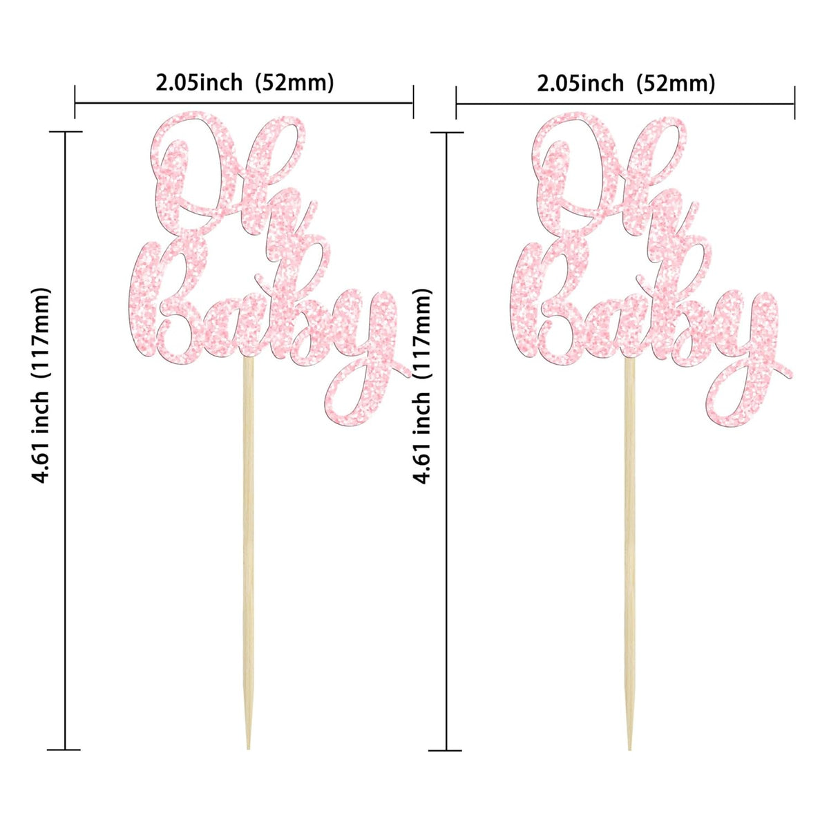 Gyufise 36Pcs Oh Baby Cupcake Toppers Glitter Baby Shower Cupcake Picks for Gender Reveal Baby