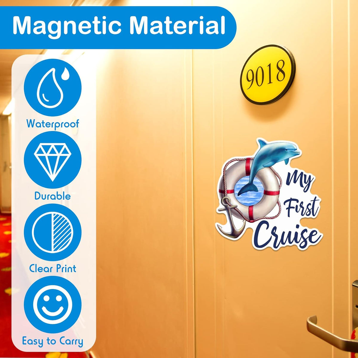 Hoteam 4 Pcs My First Cruise Door Decorations Magnetic Large My 1st Cruise Door Magnets Decor Funny