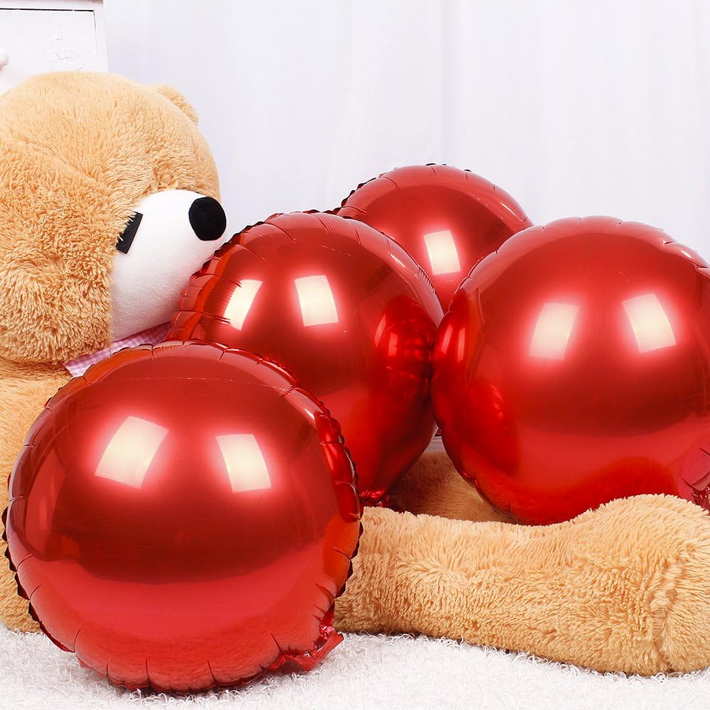 18" Red Round Shaped Foil Balloons Mylar Helium Balloons for Birthday Party Wedding Baby Shower