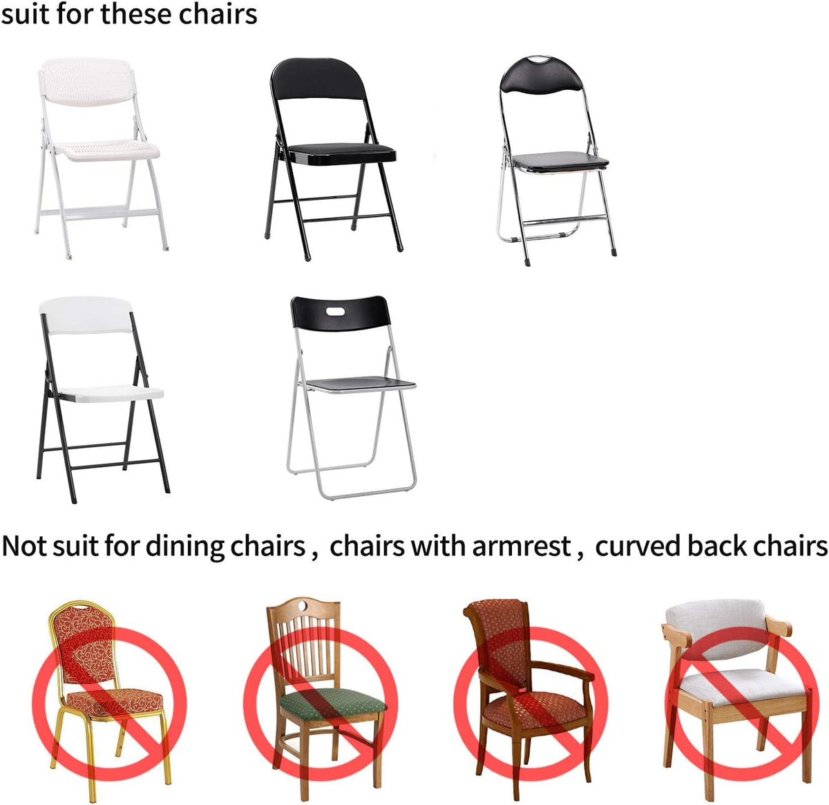 Peomeise Stretch Spandex Folding Chair Cover for Wedding Party Dining Banquet Event (White,12pcs)