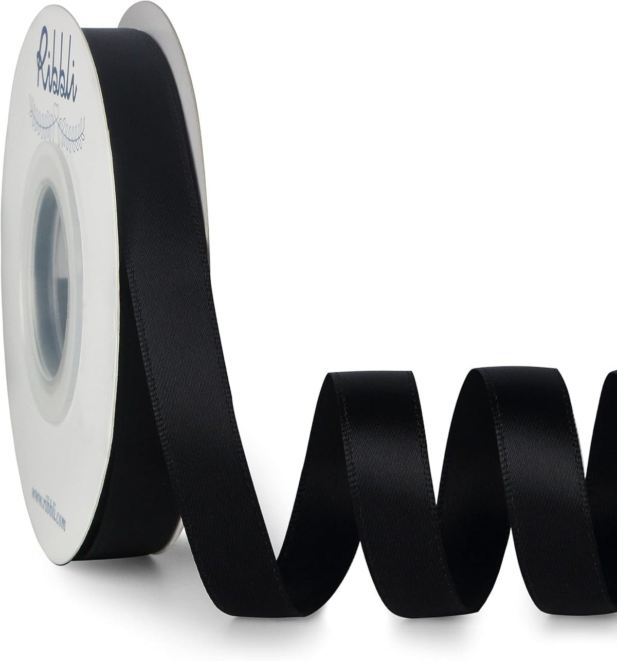 Ribbli Double Faced Black Satin Ribbon,1/2” x Continuous 25 Yards,Use for Bows Bouquet,Gift