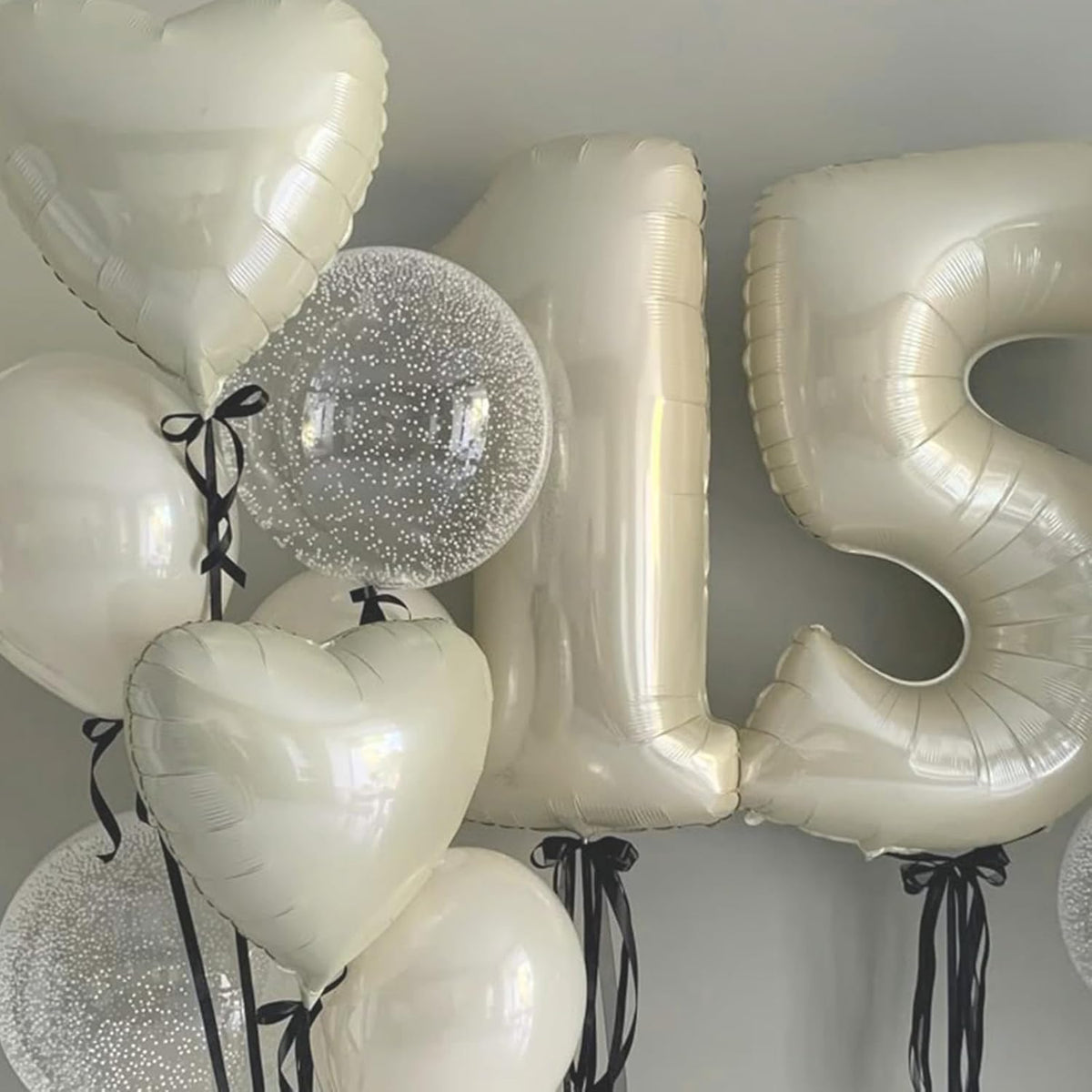 Cream Heart Balloons, 18 Inch Cream White Heart Shape Balloon, 12PCS Large Sand White Helium Foil