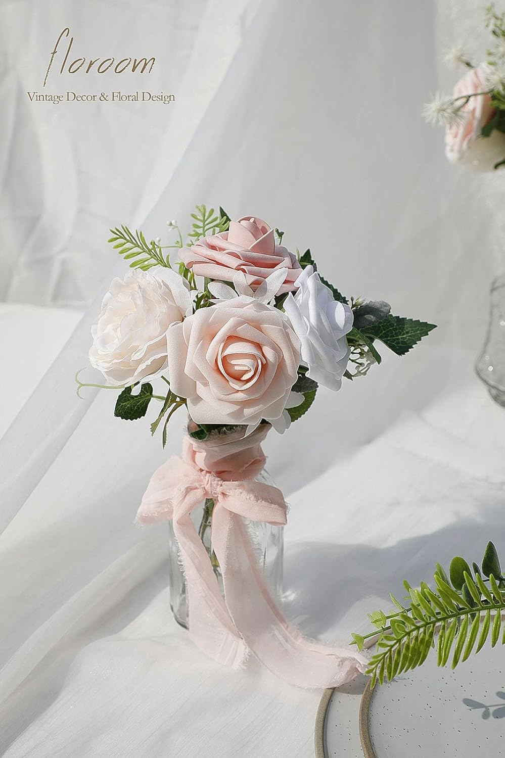 Floroom Artificial Flowers 25pcs Real Looking Dark Red Ombre Colors Foam Fake Roses with Stems for