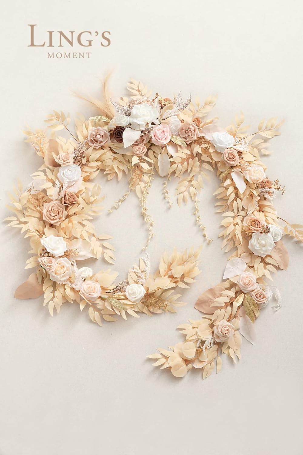 Ling's Moment 9FT Flower Garland for Backdrop Decorations - Wedding Arch Flowers, Eucalyptus &