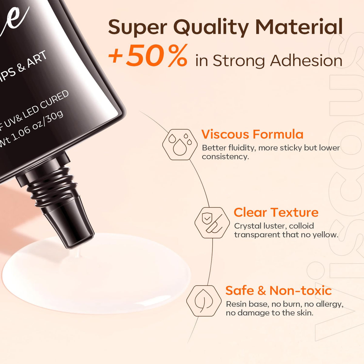 Modelones Manicure Tables Supports Growth 4-in-1 Rhinestone Glue - Super Strong for Press On Nails
