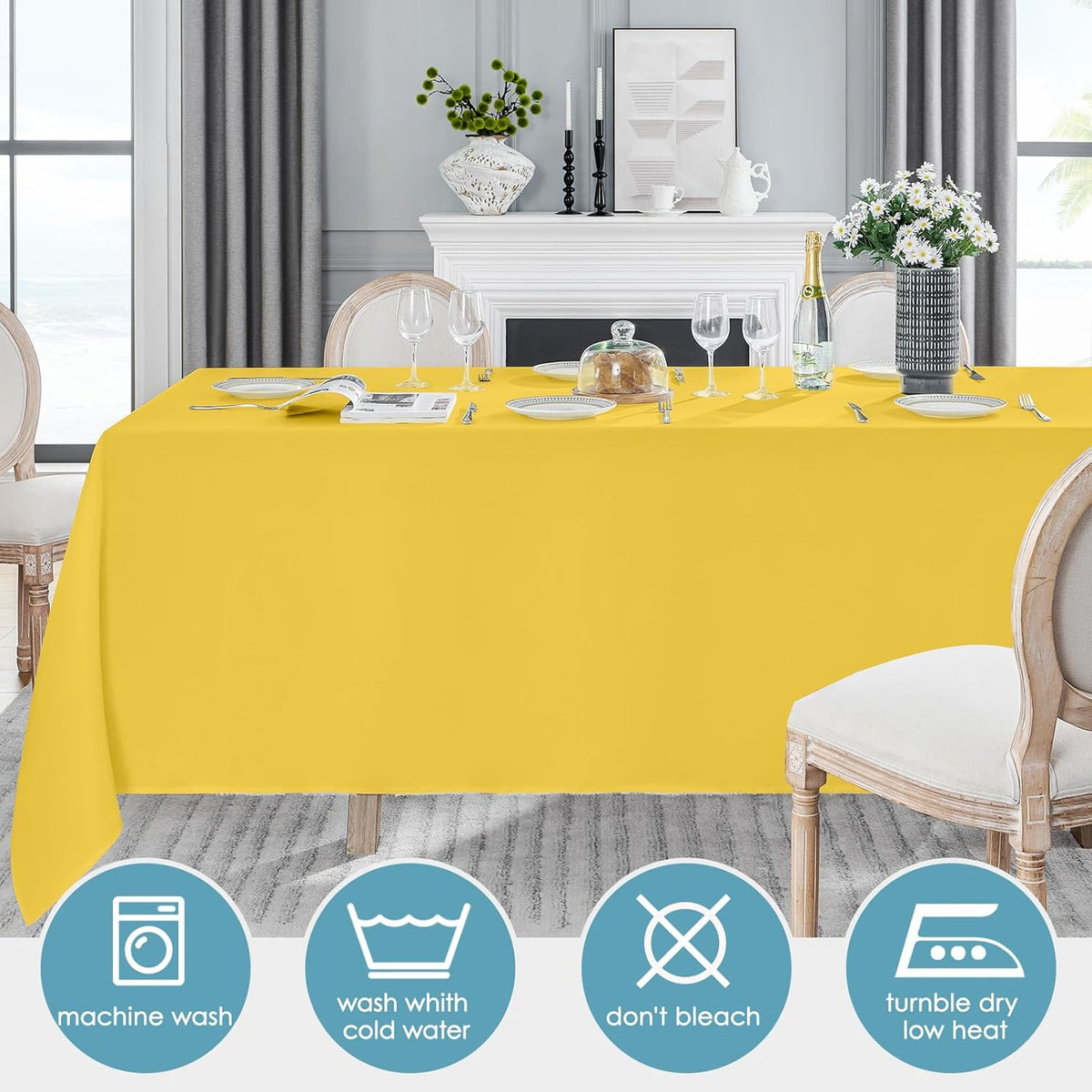VidaFete Tablecloth 6 Pack 90 * 156inch Rectangle Table Cloth Polyester, Stain Wrinkle Resistant