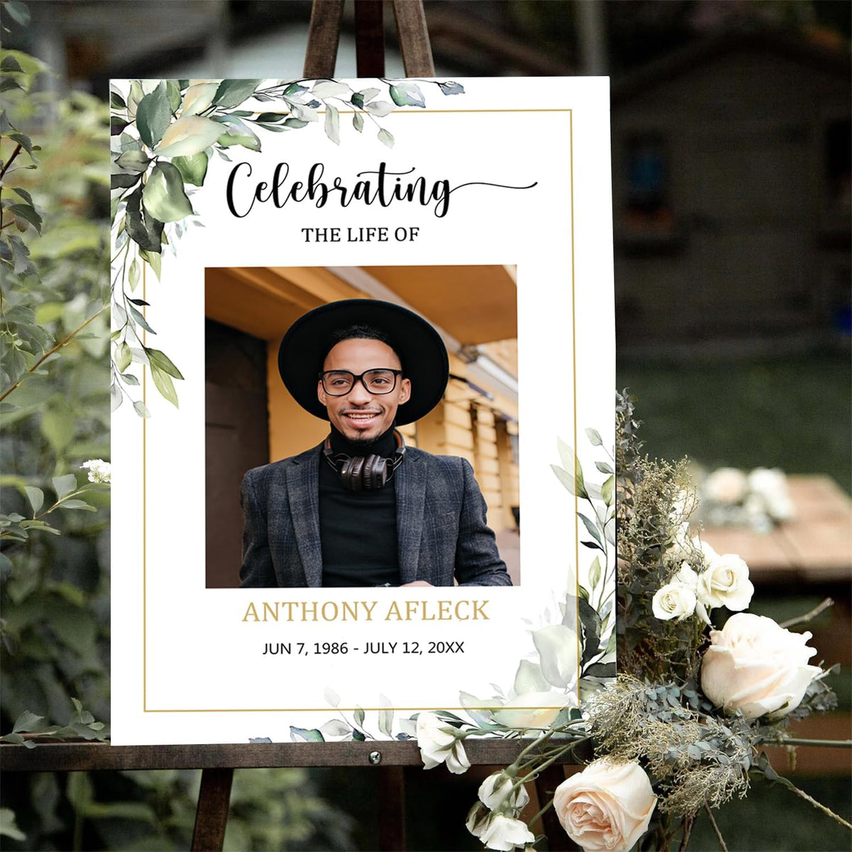 Greenery Funeral Welcome Sign, Memorial Welcome Sign, Celebration of Life Welcome Sign, Celebration