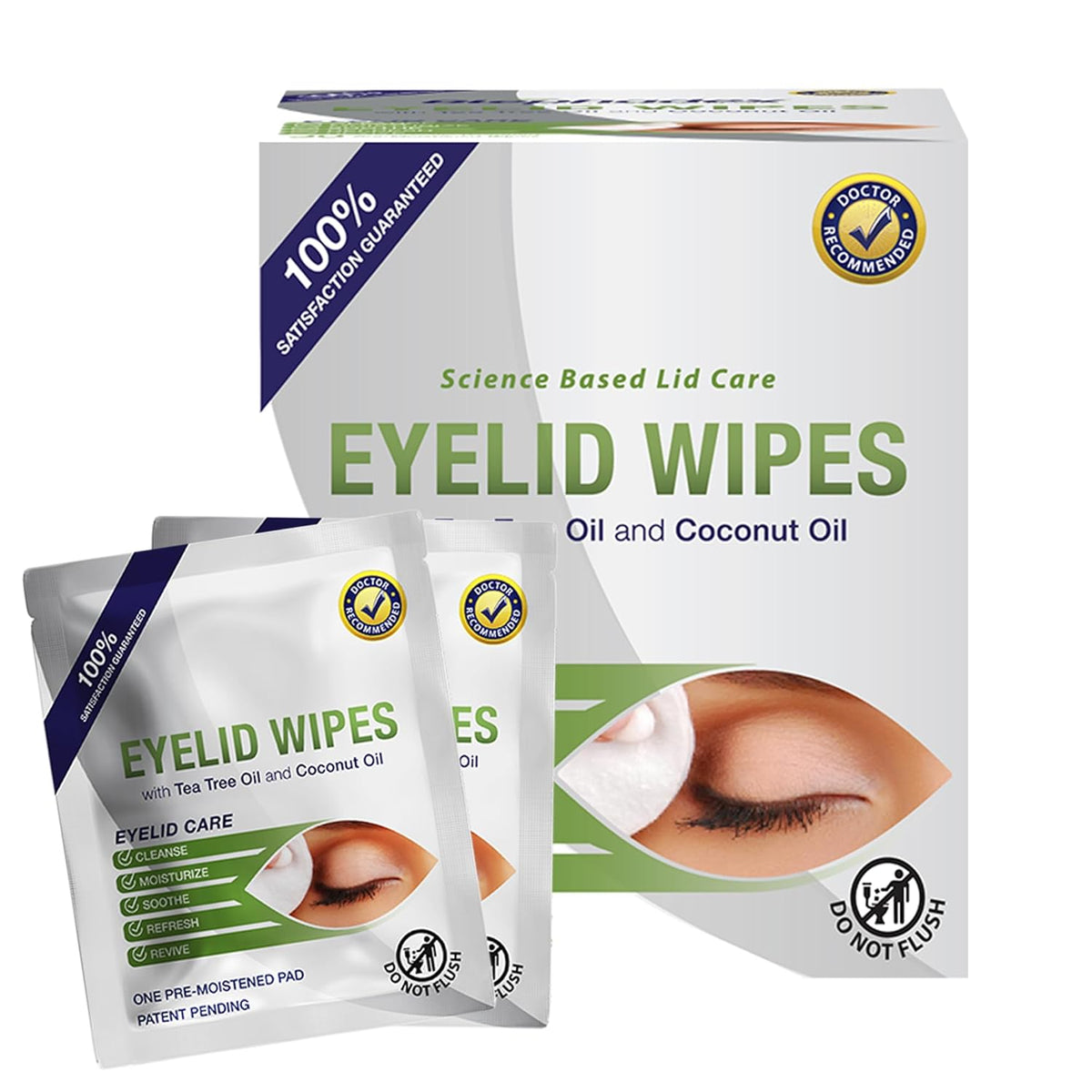 Lunovus Premium Eyelid Wipes With Tea Tree and Coconut Oil - Cleansing Wipes for People Itchy Eyes