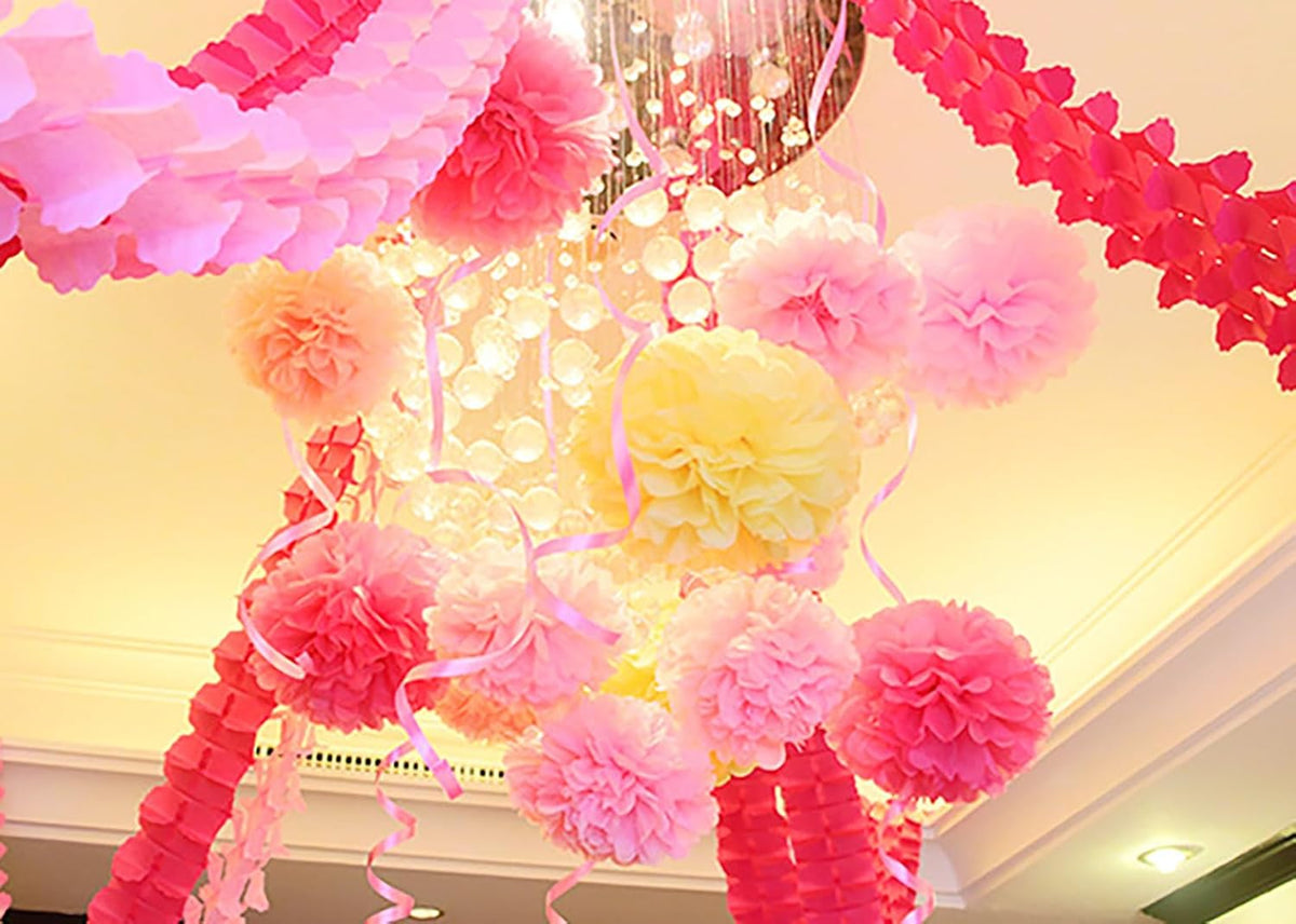 ZOOYOO Sage Green and Pink Cream Party Decoration - Green and Peach Tissue Paper Pom Poms for