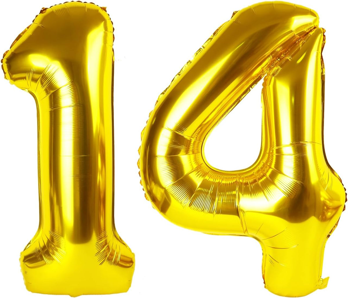 40 Inch Gold Large Number 14 41 Balloons, Giant Foil Number Four 14 41 Balloons, Gold Mylar Big