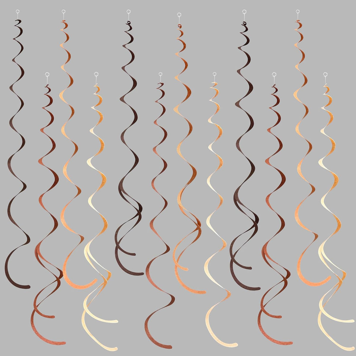 36 Pcs Brown Hanging Swirl Decorations Ombre Cream Tan Brown Felt Swirl Streamer Spiral Ceiling