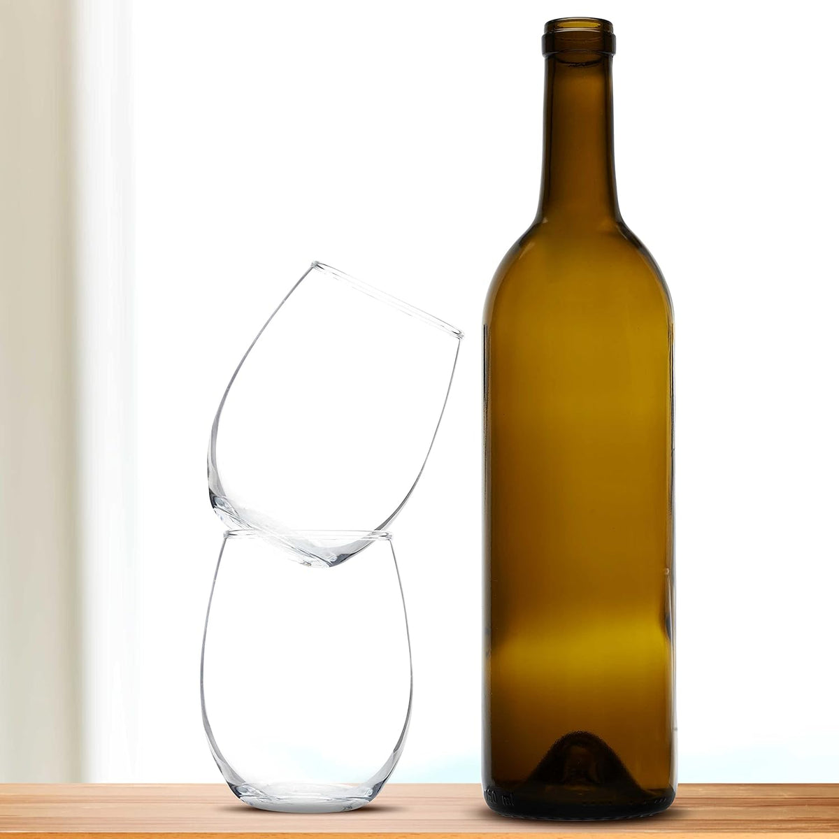 DISCOUNT PROMOS Stemless Wine Glass 9 oz. Set of 10, Bulk Pack - Great for Wedding Favors