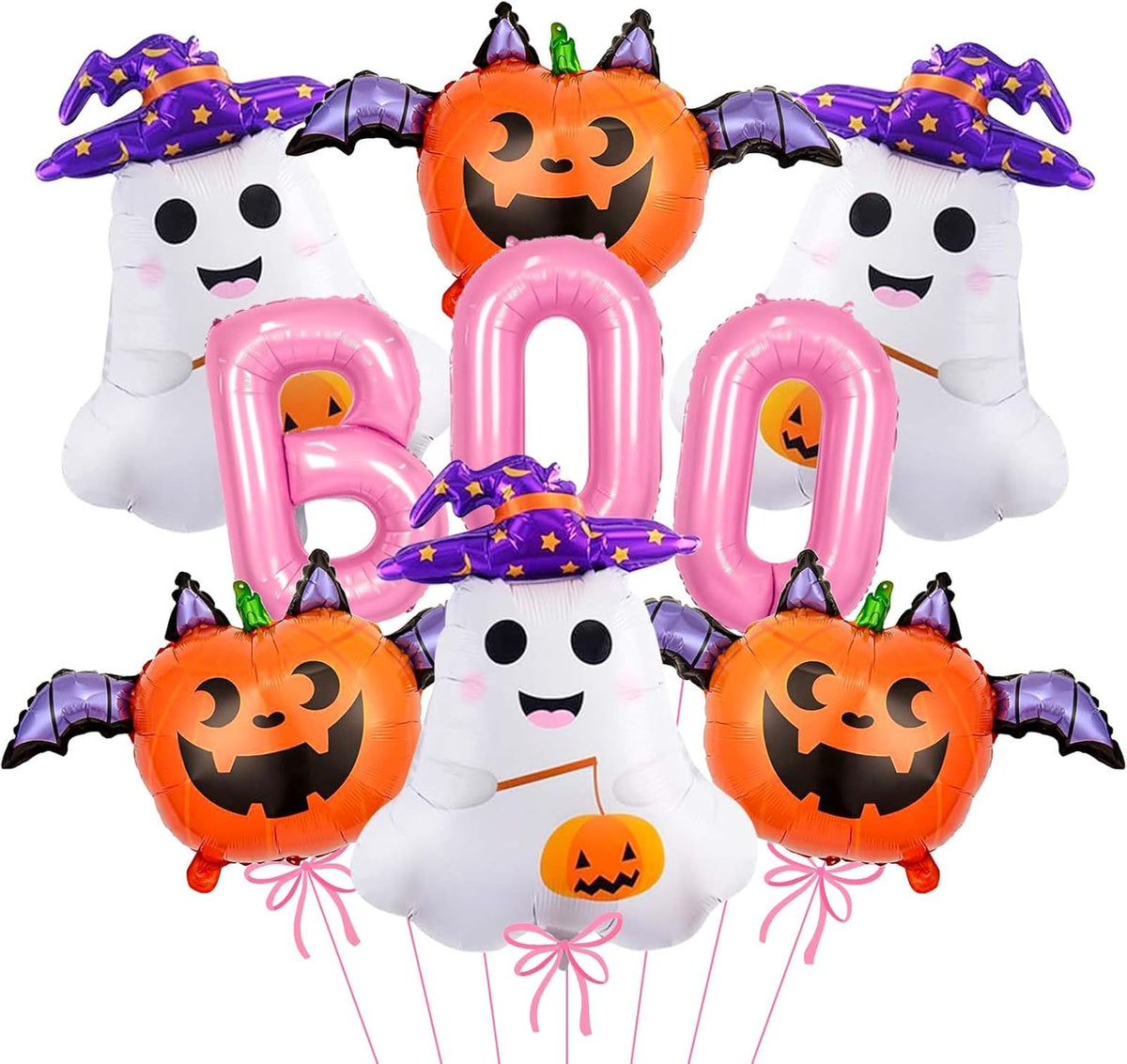 Halloween Balloons Decorations, Pink Boo Letter, Ghost, Pumpkin Foil Balloon for Halloween Party