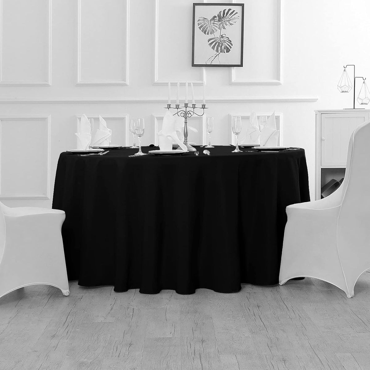 Fokitut 6 Pack Round Tablecloth, 132 Inch, Stain Resistant and Wrinkle Polyester Table Cloth