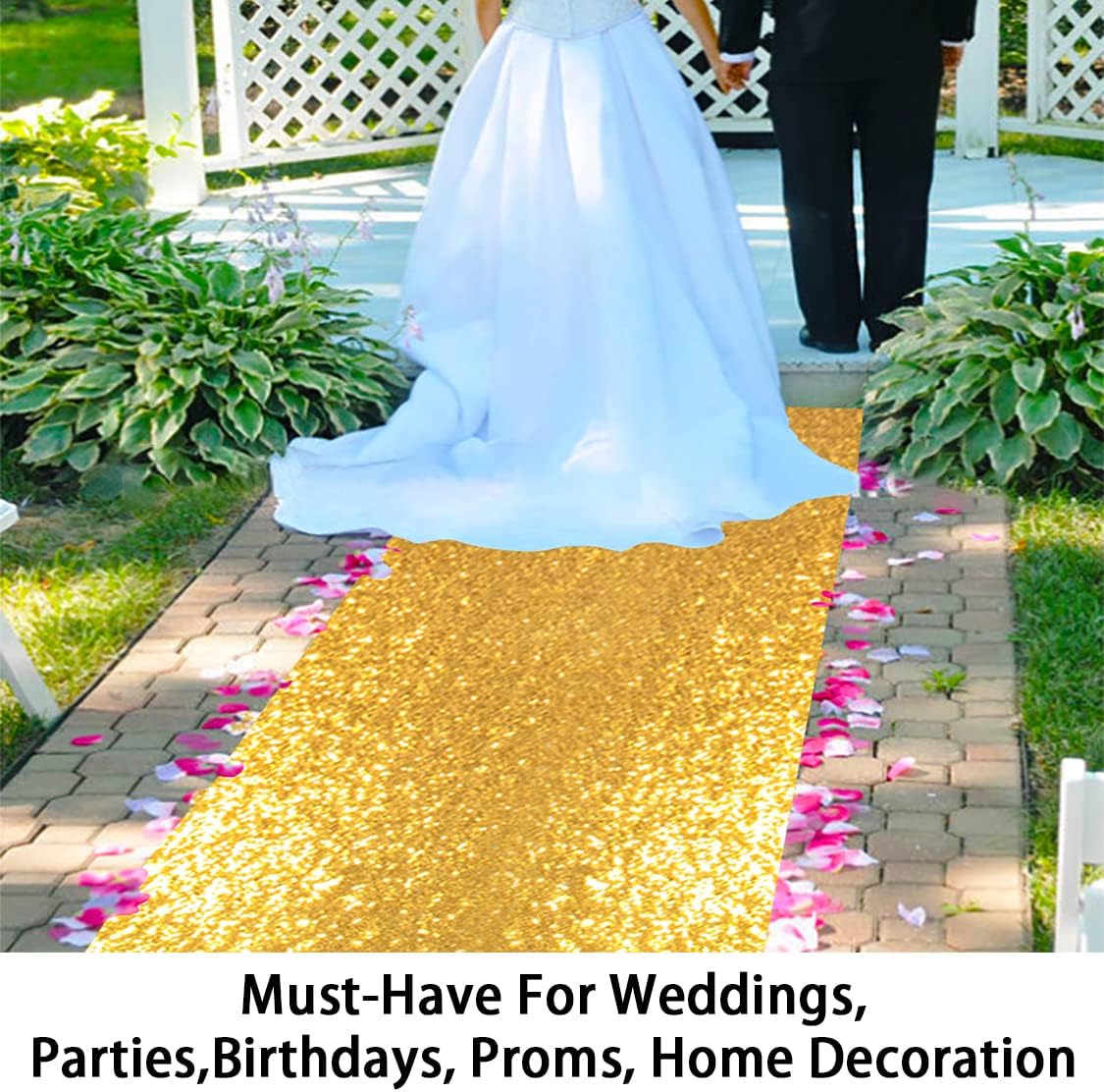 ShinyBeauty Gold Aisle Runner-4FTx15FT-Sequin Aisle Runners Carpet Aisle Runner Outdoor Bridal