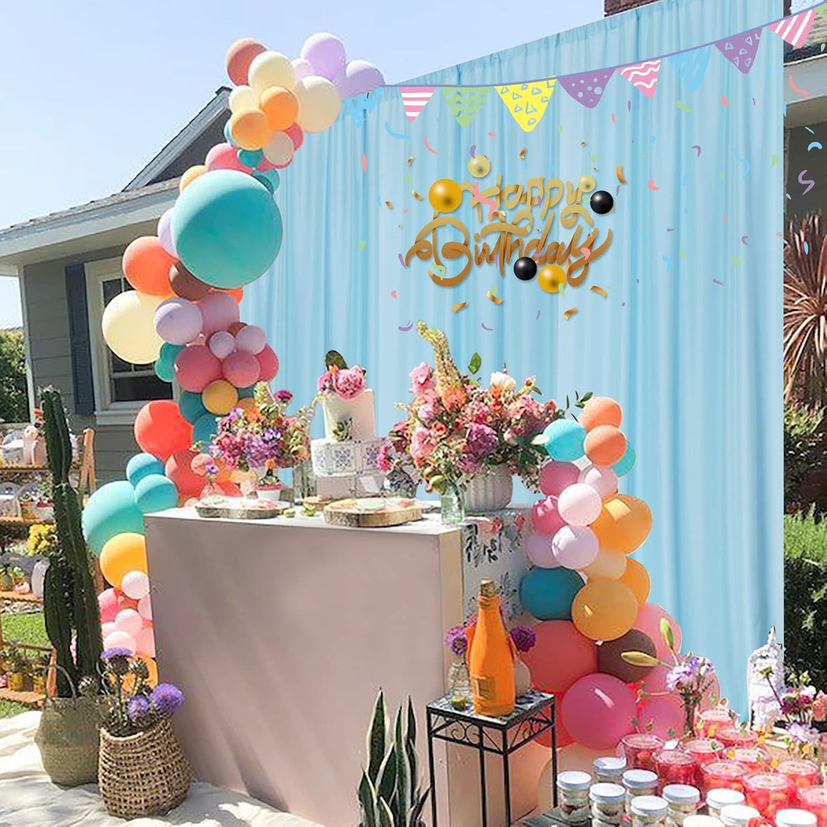 MYSKY HOME Light Blue Backdrop Curtains for Parties, Weddings, Stage, Baby Showers, Birthdays - 5ft