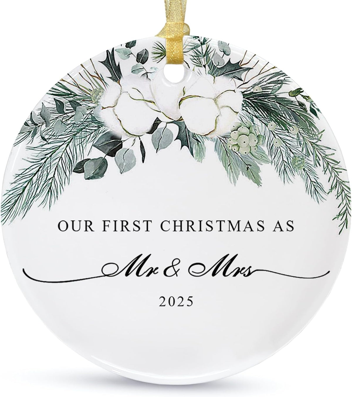 2025 First Christmas Married Ornament,First Year as Mr and Mrs Christmas Hanging Ornament Wedding