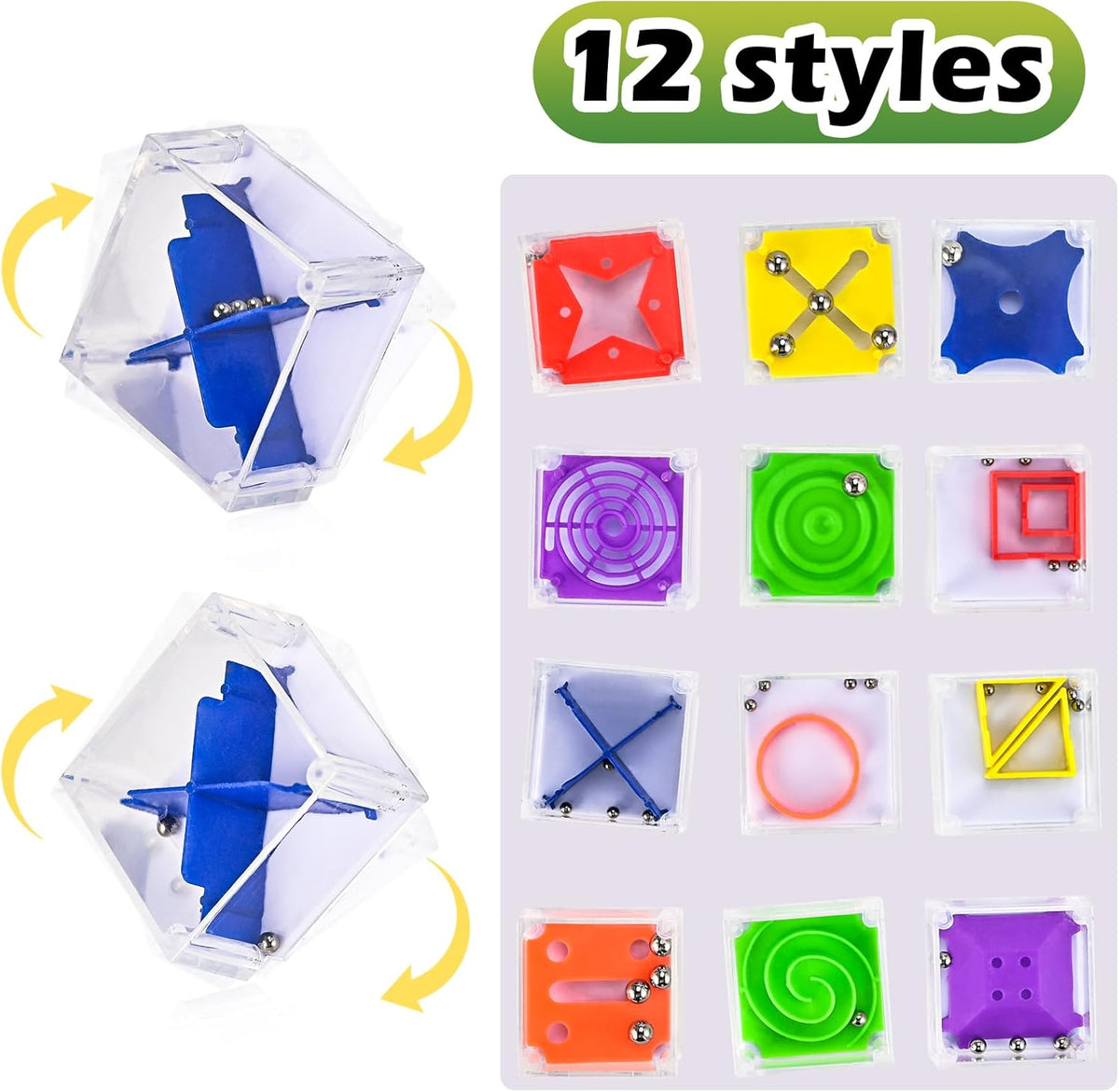 GOLDGE 24 Pcs Balance IQ Maze Game Toy Set - Mini 3D Brain Maze Puzzle Cubes in a Box. Fun Party