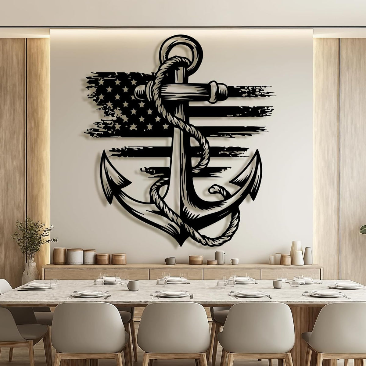 lunwall Metal Anchor Wall Decor, Anchor Metal Sign, Metal Anchor Decor, Anchor Metal Wall Art