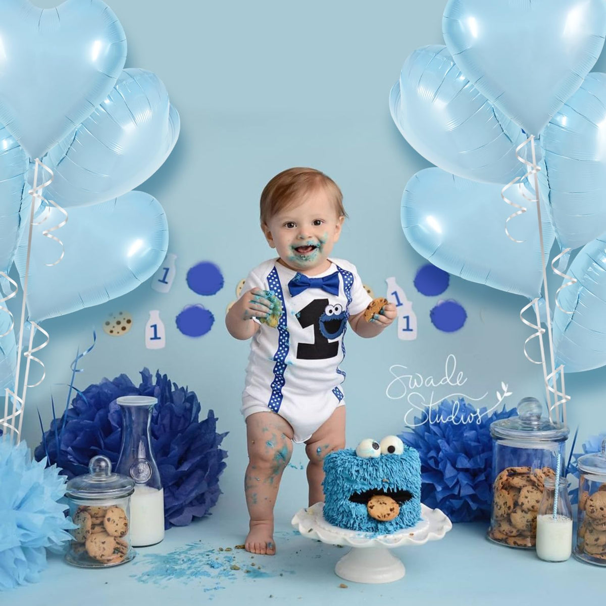 TONIFUL 30Pcs 18 Inch Baby Blue Heart Balloons Pastel Blue Heart Shape Foil Mylar Balloons