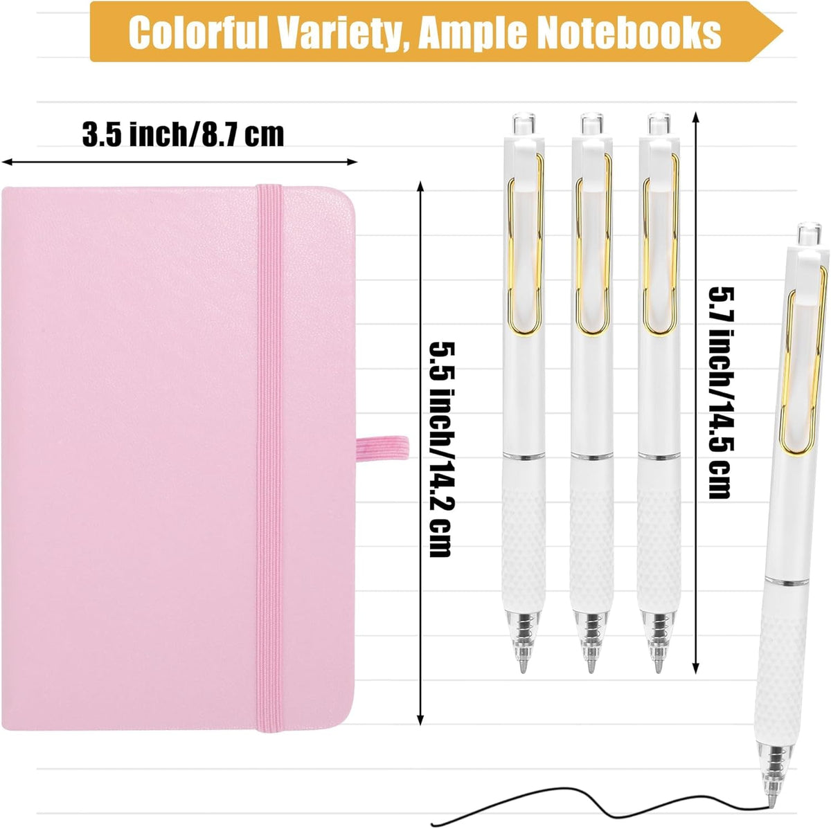 Aneco 50 Sets Pocket Notebook Journals with Pens, A6 Mini Hardcover PU Leather Lined Notebooks 3.5
