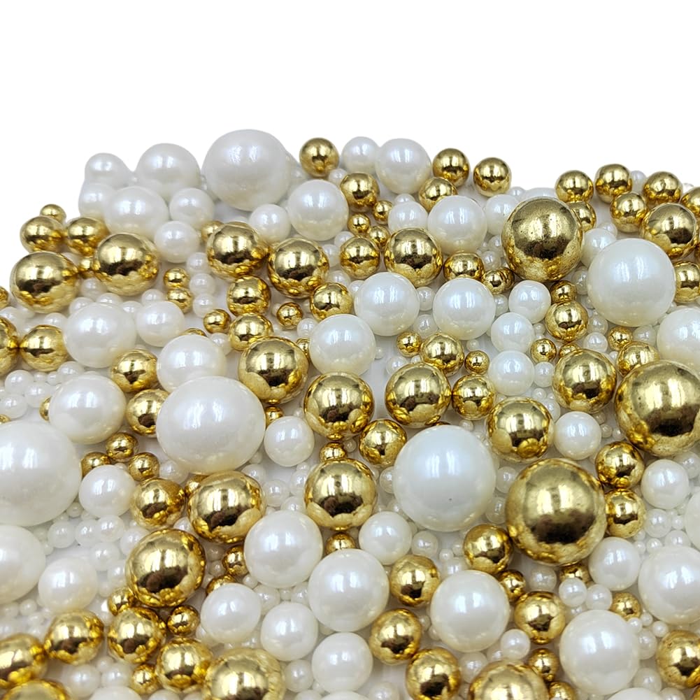 Edible Pearl Sugar Sprinkles White Gold Candy Mixing Size Baking Edible Cake Decorations Cupcake