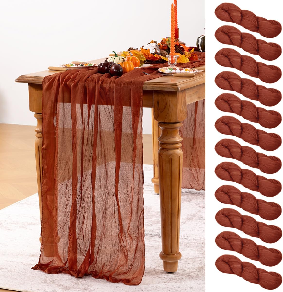 Terracotta Cheesecloth Table Runner 12 Pack Fall Burnt Orange Cheese Cloth Table Runners 120 Inches