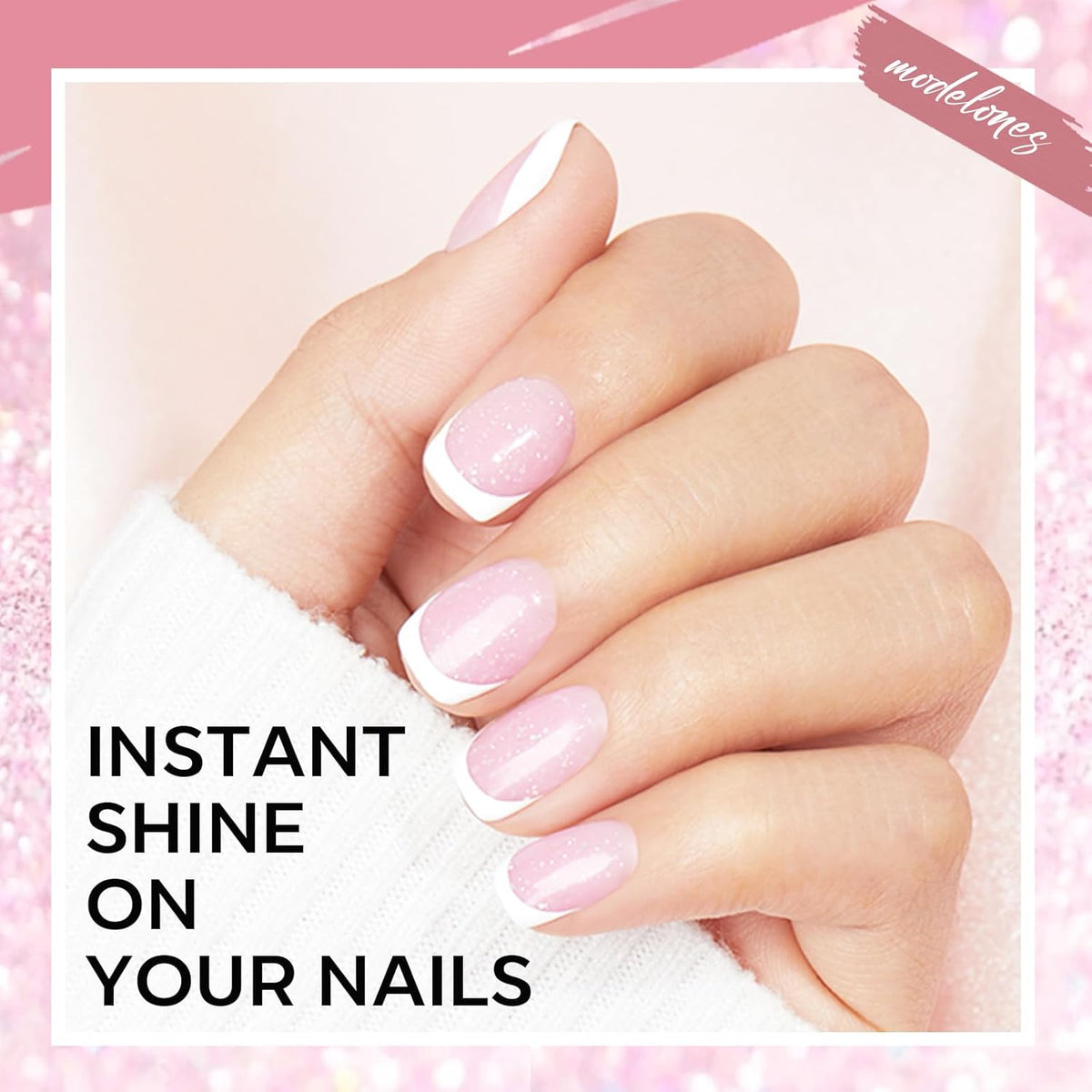 modelones Builder Nail Gel, 8-in-One Nude Pink Glitter Builder, Rainbow Iridescent Shimmer Nail Gel