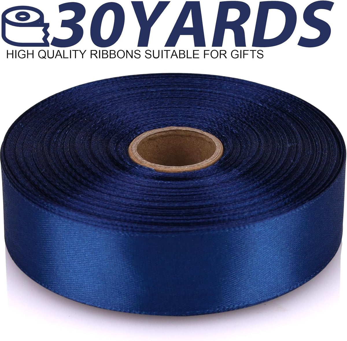 Deep Blue Ribbon 7/8 Inch 30 Yards Satin Craft Ribbon-Single Face Polyester Ribbon for Handmade
