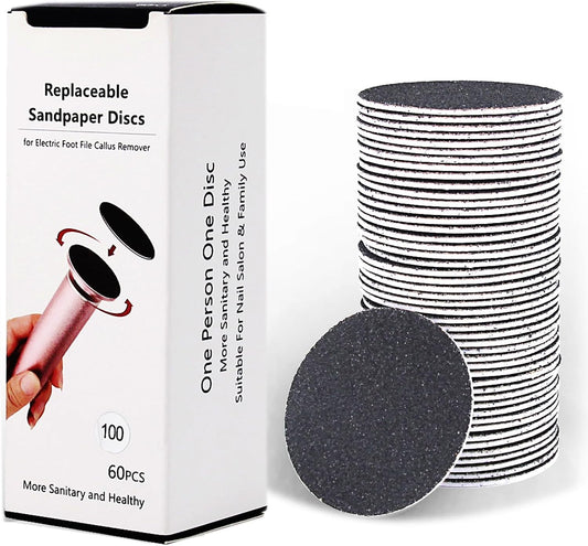 60pcs Replaceable Sandpaper Refill Discs for Electric Foot File Callus Remover Hard Dry Dead Skin